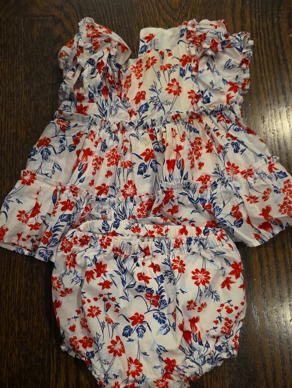 Janie and Jack Red & Blue Floral Kids Two-Piece Diaper Cover Set
